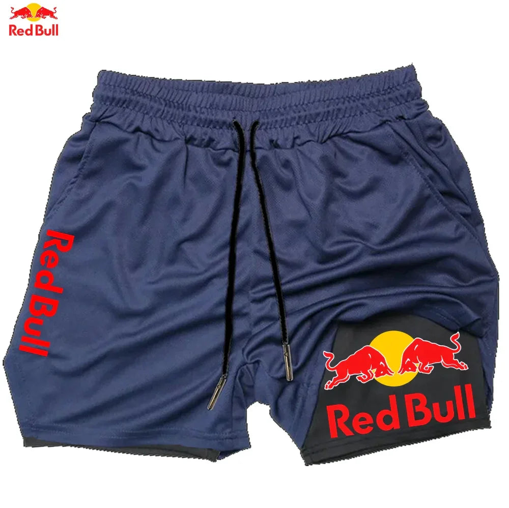 Red Bull Newest 2 in 1 Running Training Gym Short - Palm and Thread