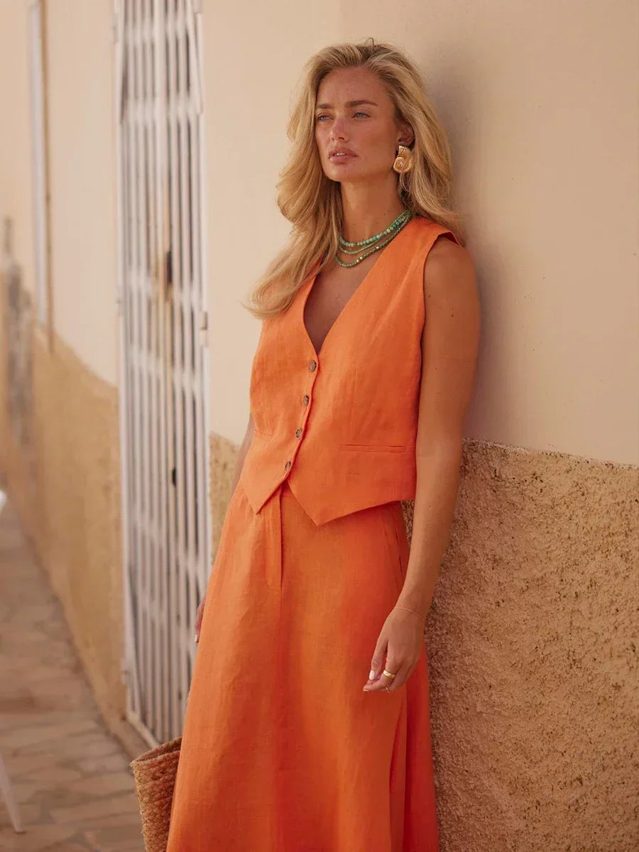 Chic Vest Long Skirt 2-Piece Set - Palm and Thread