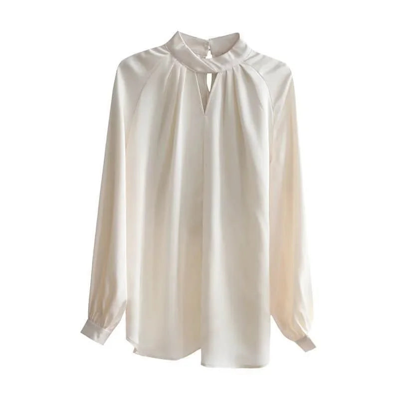 Satin Vintage Long Sleeved Loose Top - Palm and Thread