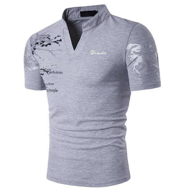 Polo Graphic Prints V Neck Outdoor Shirt - Palm and Thread