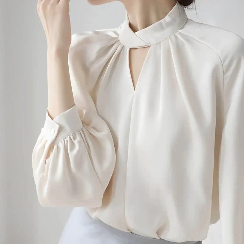 Satin Vintage Long Sleeved Loose Top - Palm and Thread
