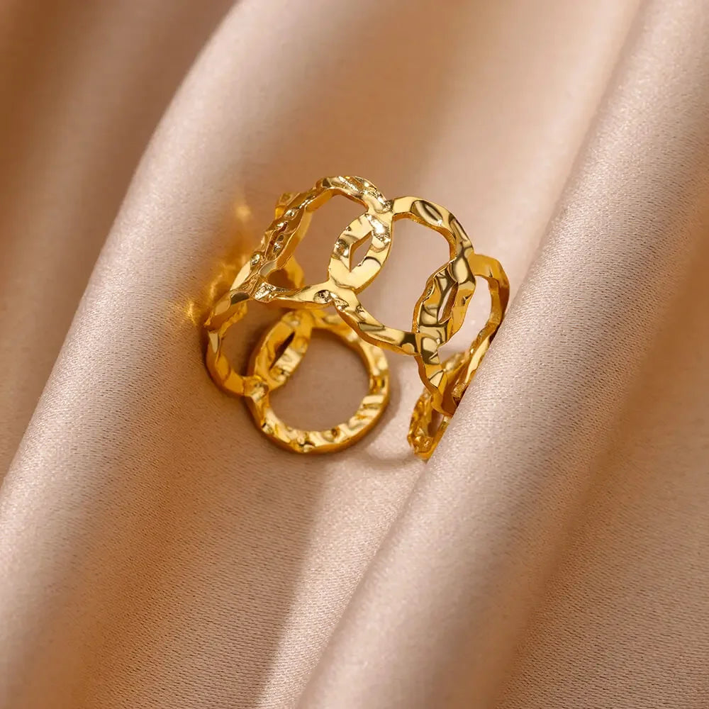 Gold Color Hollow out Open Finger Ring - Palm and Thread