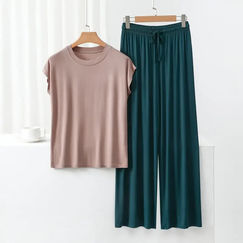 Modal Loose Homewear set O-neck streetwear Casual pajama - Palm and Thread