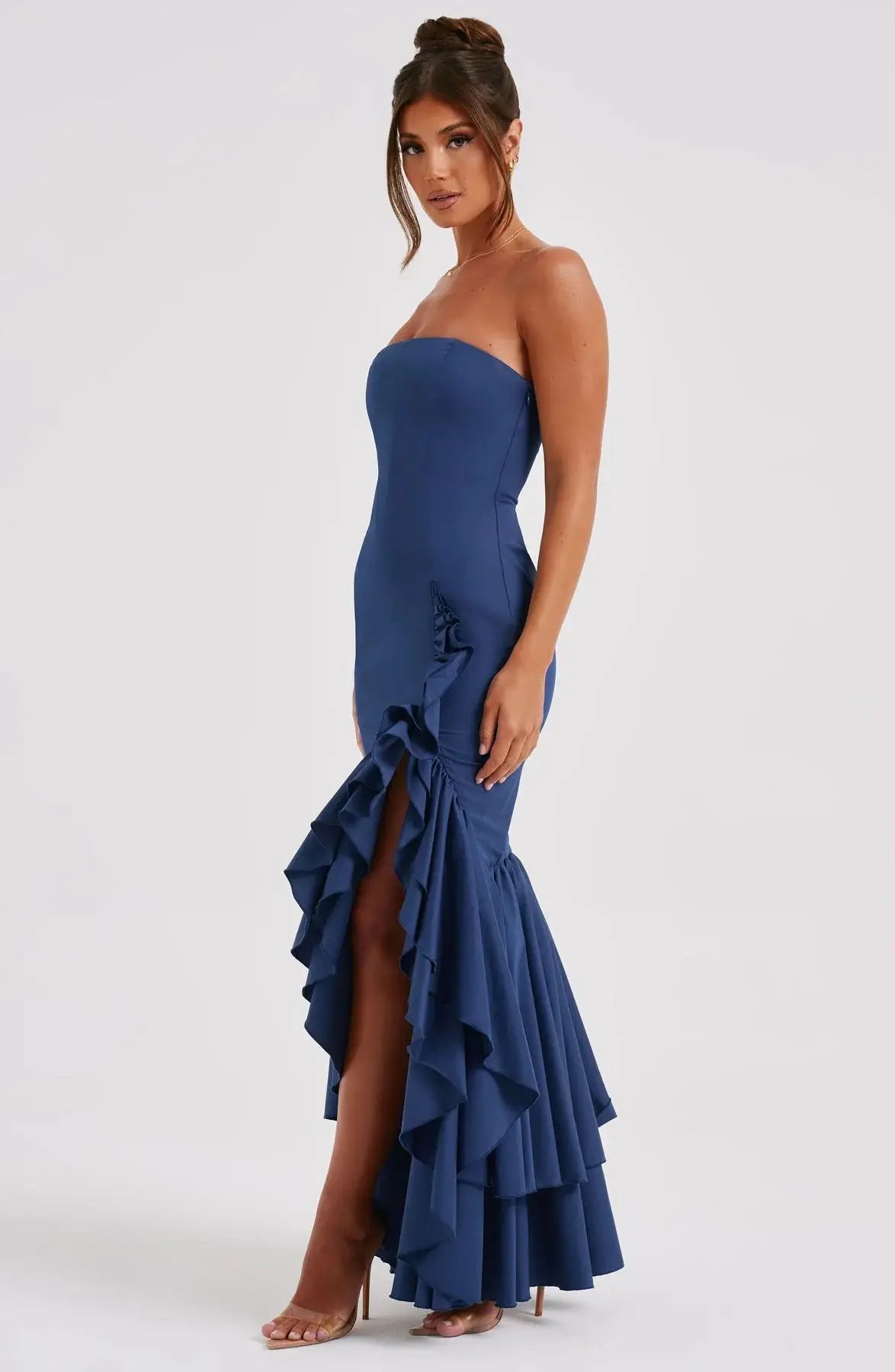 Sexy Strapless Slim Fit Slit Dress