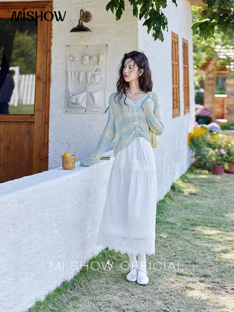 Knitted Sweater Long Sleeve Drawstring Top - Palm and Thread
