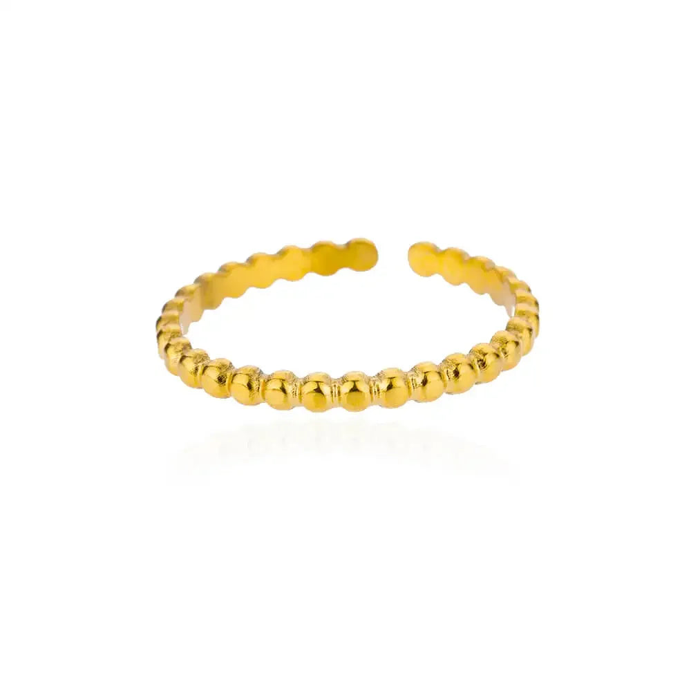 White Zircon Flower Leaf Shape Stainless Steel Ring - Palm and Thread