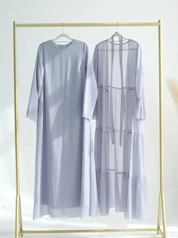 Chiffon Plain Abaya Set - Palm and Thread