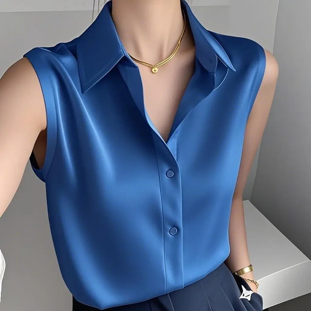French-style Satin Polo Shirt - Palm and Thread