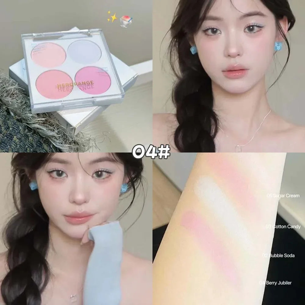 4 Colors Blush Powder Face Makeup Set - Palm and Thread
