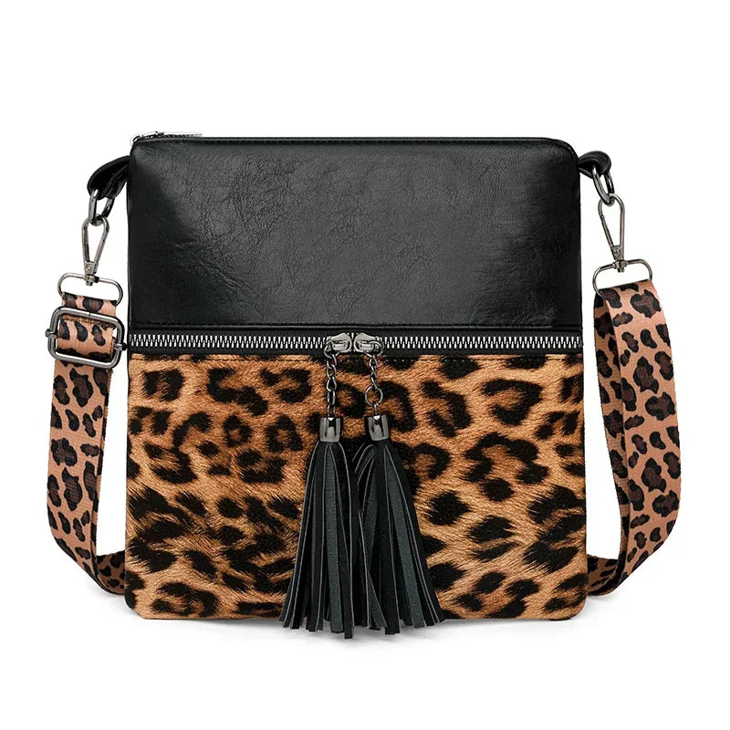 Leopard Print Pu Zipper Fashion Crossbody Bag - Palm and Thread