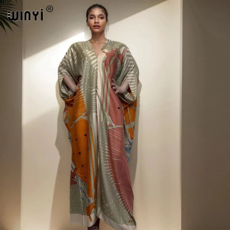 Boho print Beach Maxi Dress abaya - Palm and Thread