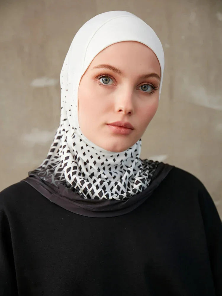 Sporty Inner Hijab Geometric Printing Pattern - Palm and Thread