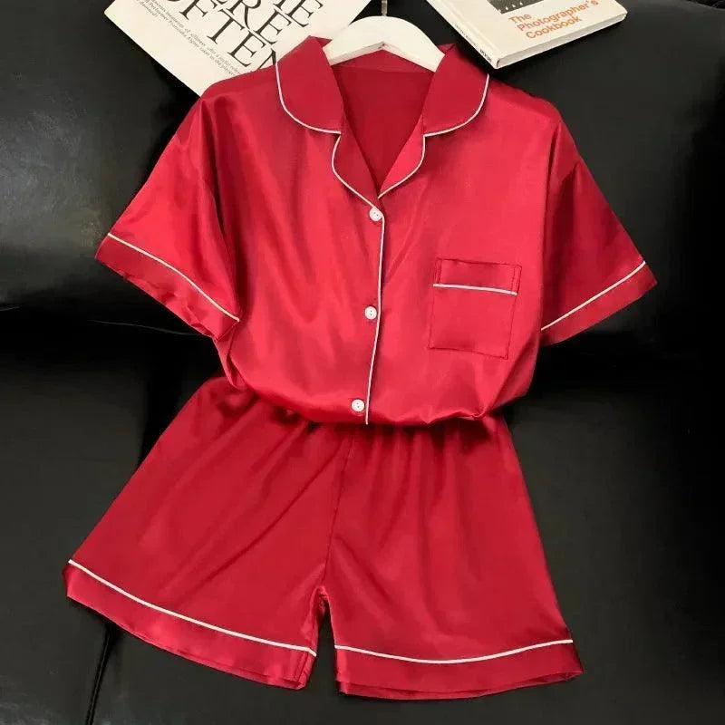 Silk Satin Pyjama Set - Palm and Thread