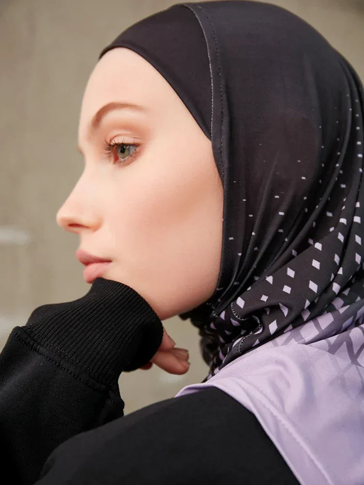 Sporty Inner Hijab Geometric Printing Pattern - Palm and Thread