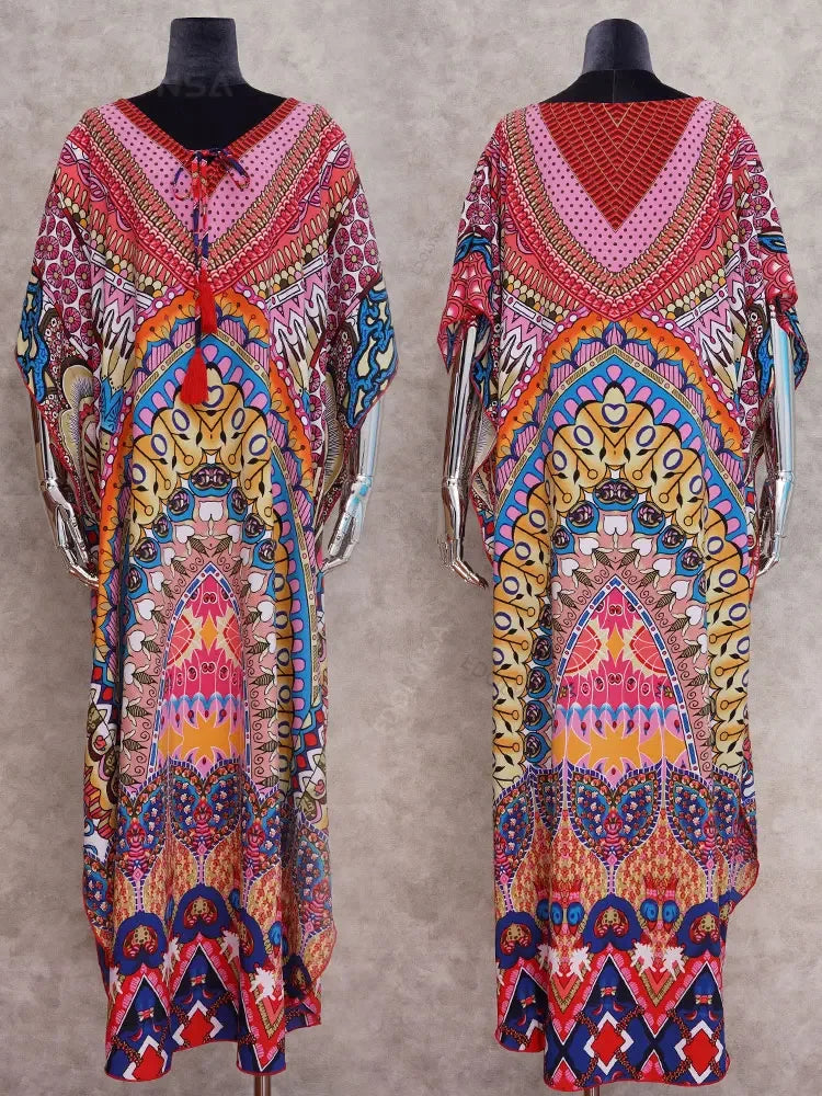 Bohemian Printed Loose Beach Dress - Palm and Thread