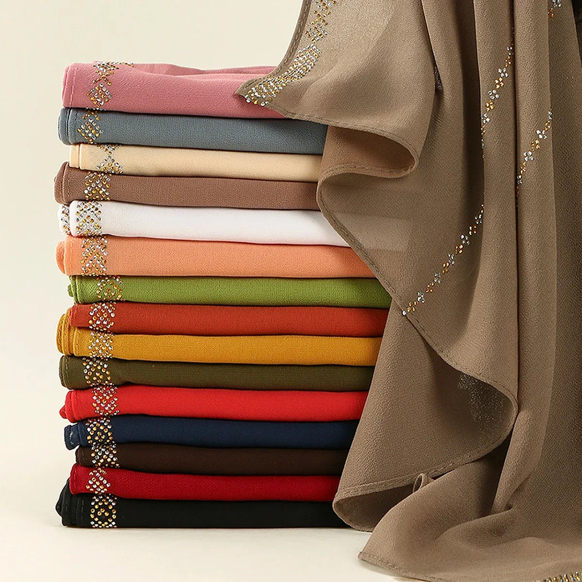 Fashion Rhinestone Chiffon Hijab Scarf - Palm and Thread