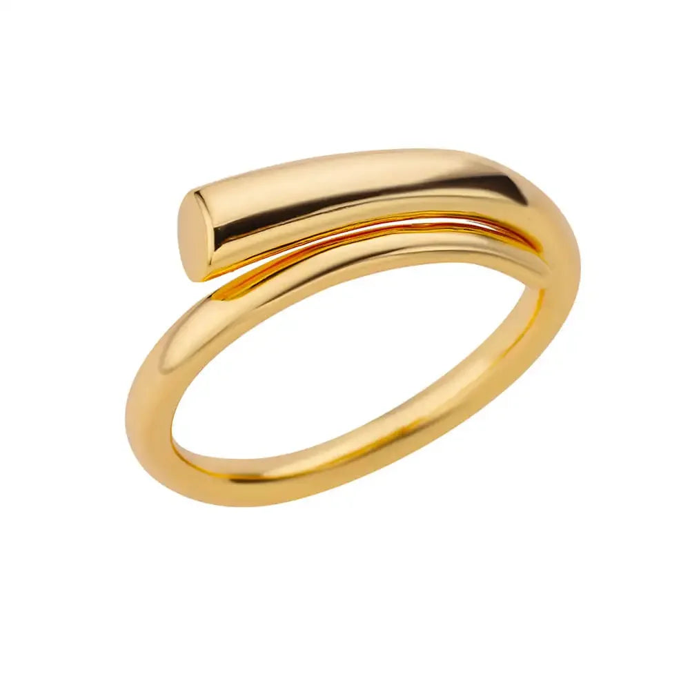 White Zircon Flower Leaf Shape Stainless Steel Ring - Palm and Thread