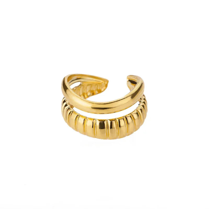 Stainless Steel Chunky Wide Ring - Palm and Thread