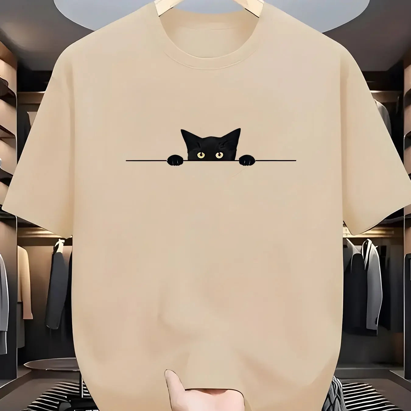 Fashionable Casual Loose Large Cute Cat Pattern Printed T-shirt Top - Palm and Thread