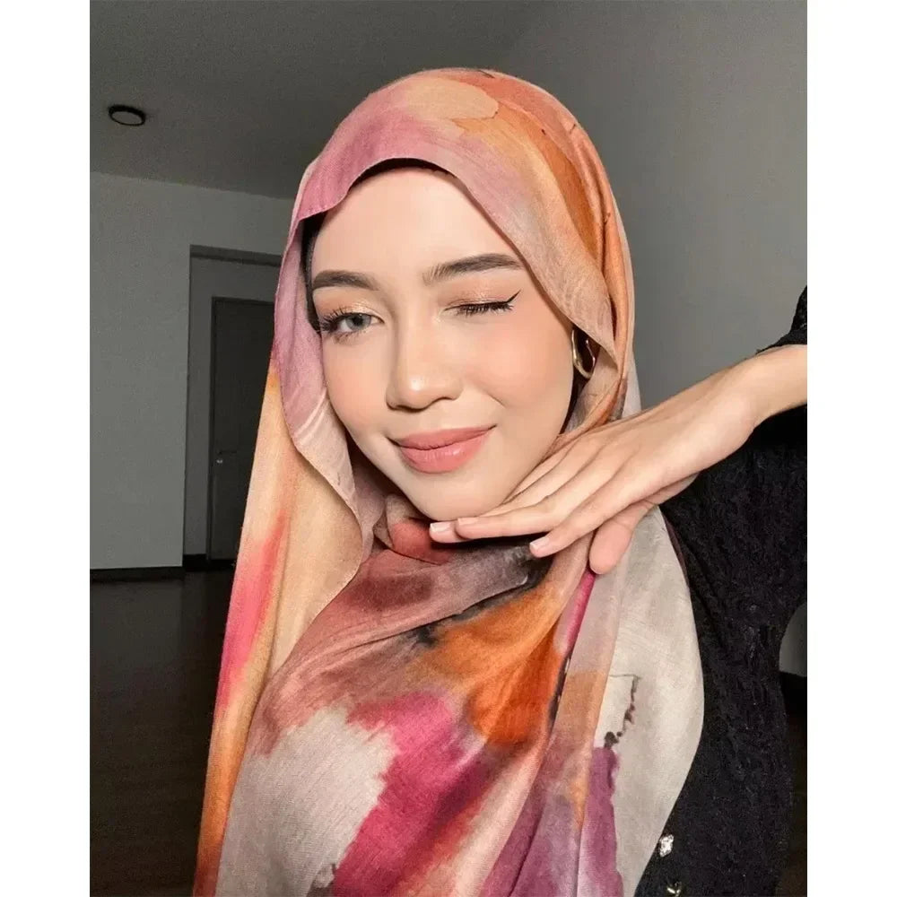 New Watercolor Tie-Dye Cotton Scarf - Palm and Thread