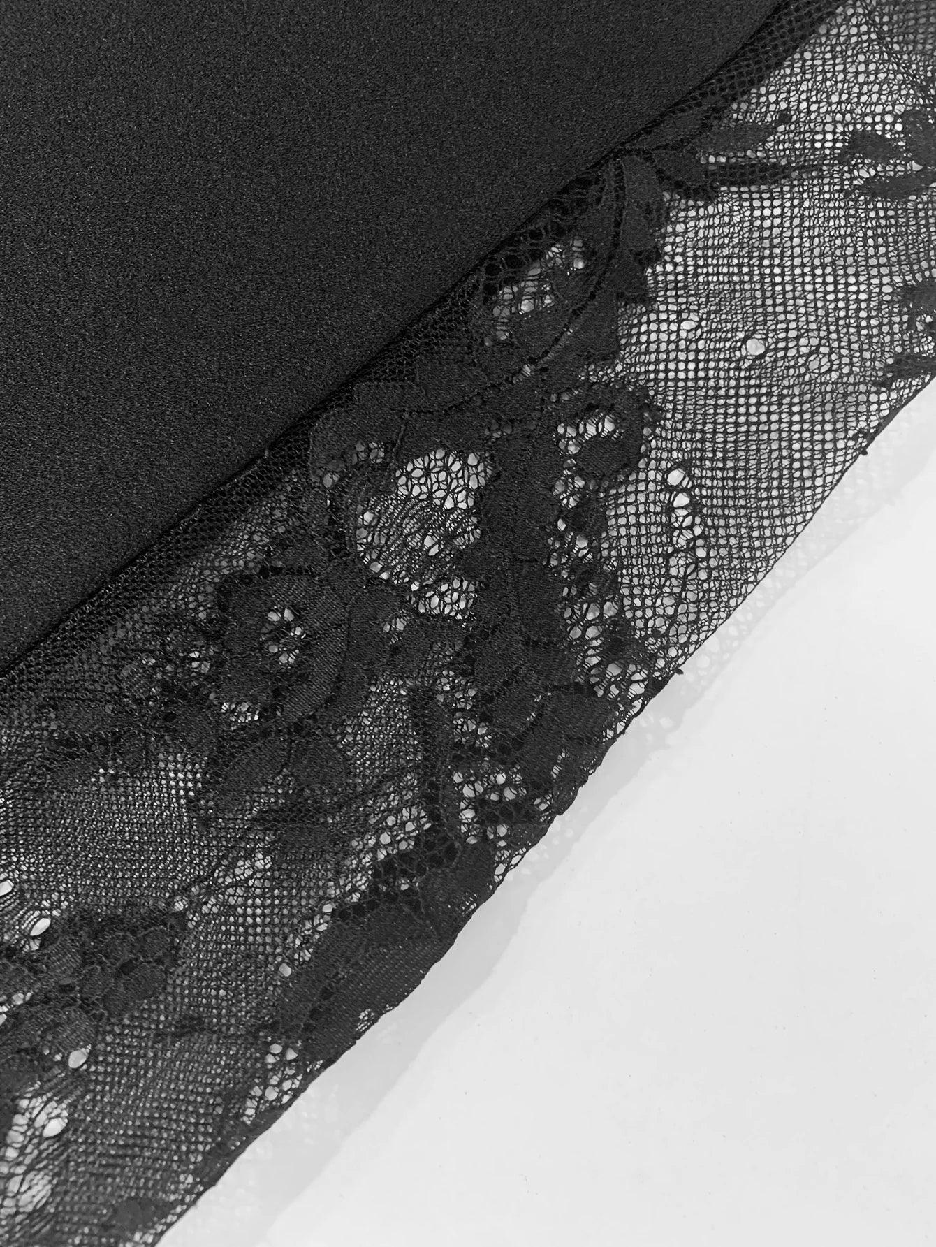 split lace patchwork loose elastic waist pant - Palm and Thread