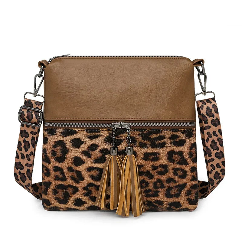 Leopard Print Pu Zipper Fashion Crossbody Bag - Palm and Thread