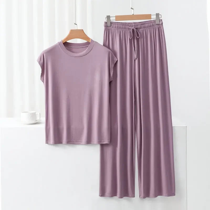 Modal Loose Homewear set O-neck streetwear Casual pajama - Palm and Thread