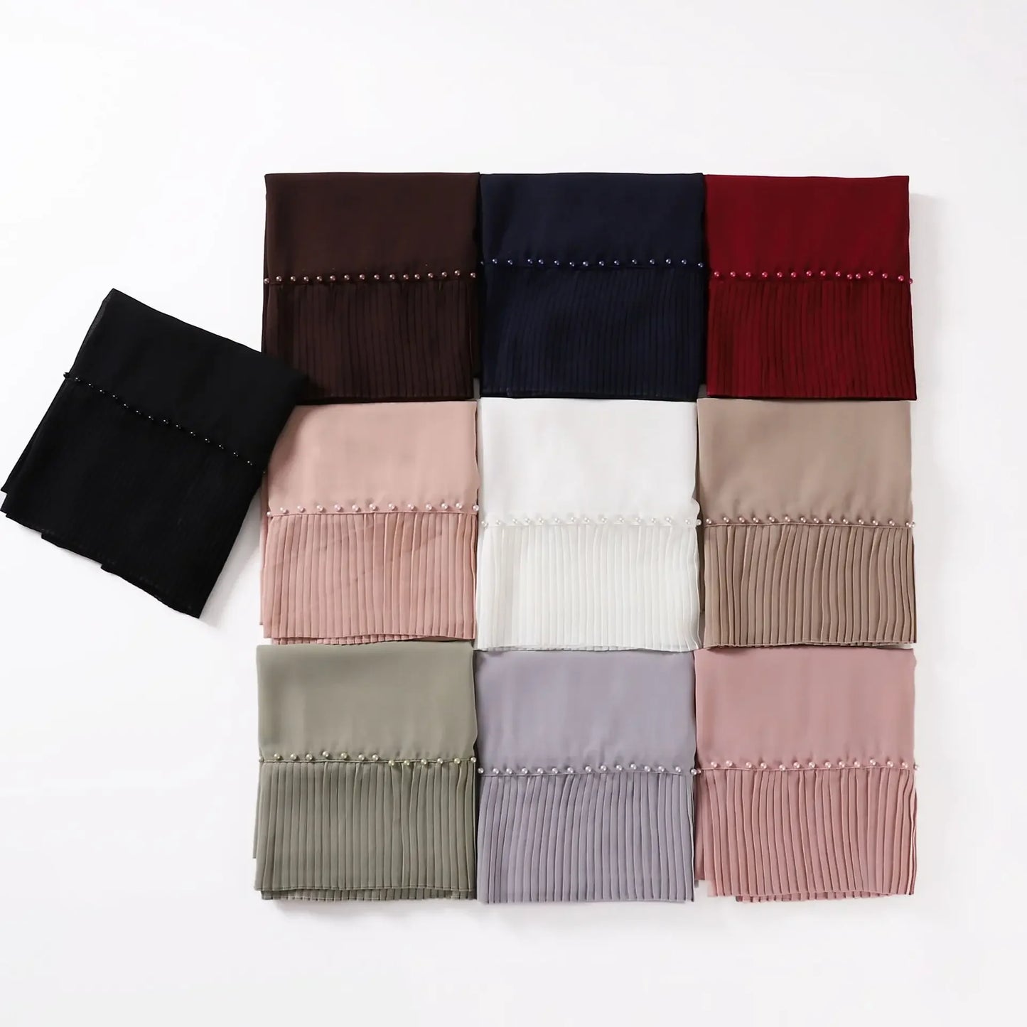 Pleated Chiffon Hijab Ladies Shawl - Palm and Thread