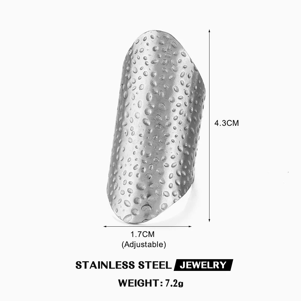 Multiple Styles Stainless Steel Geometric Texture Wide Ring - Palm and Thread