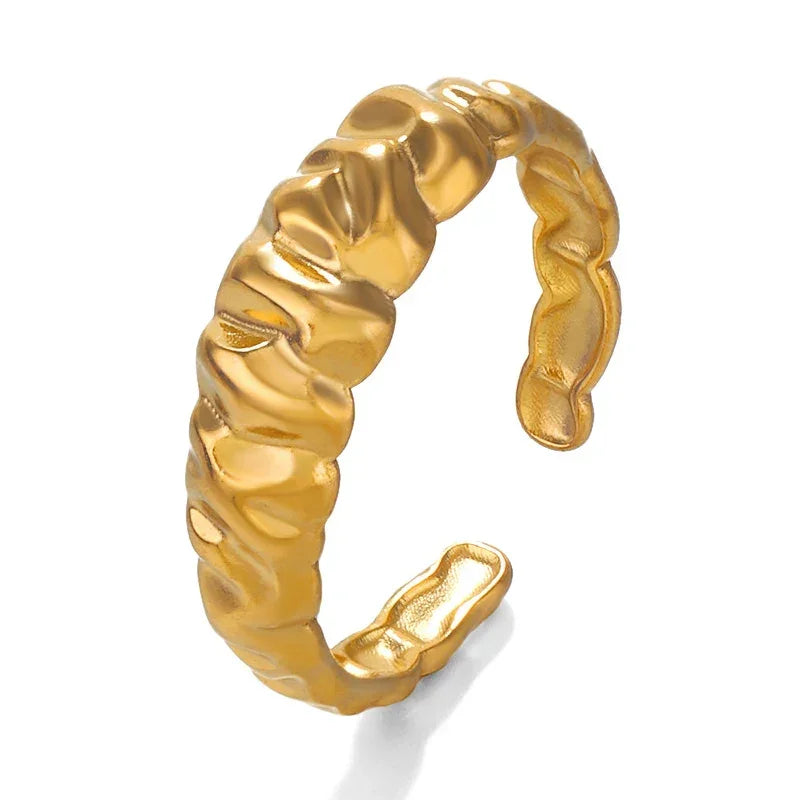 Vintage Irregular Stainless Steel Ring - Palm and Thread
