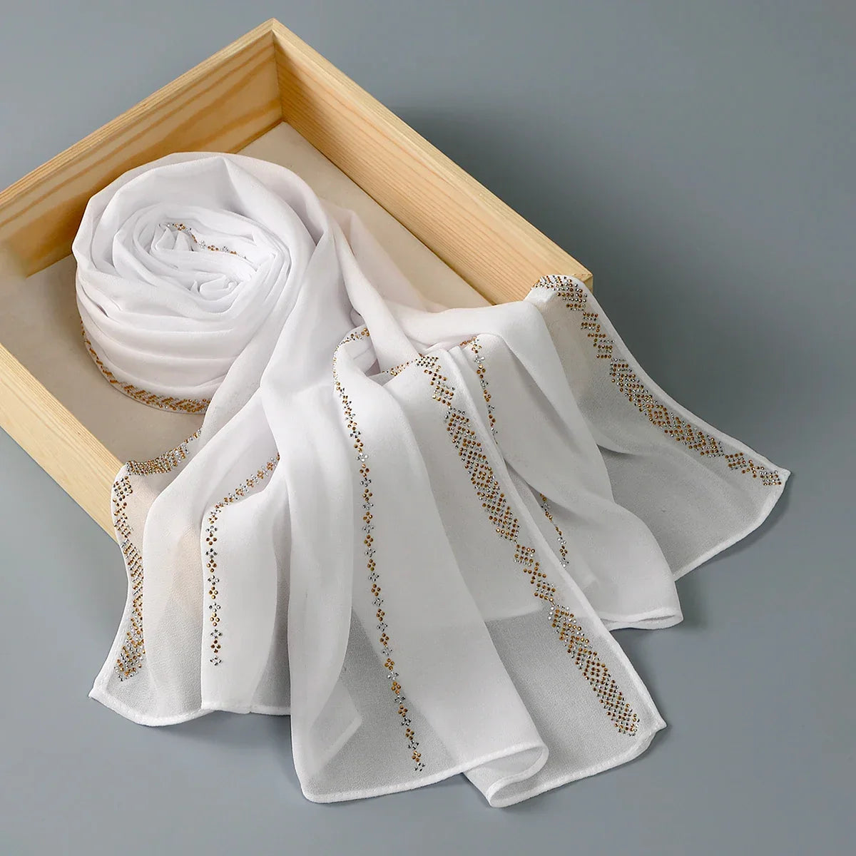 Fashion Rhinestone Chiffon Hijab Scarf - Palm and Thread