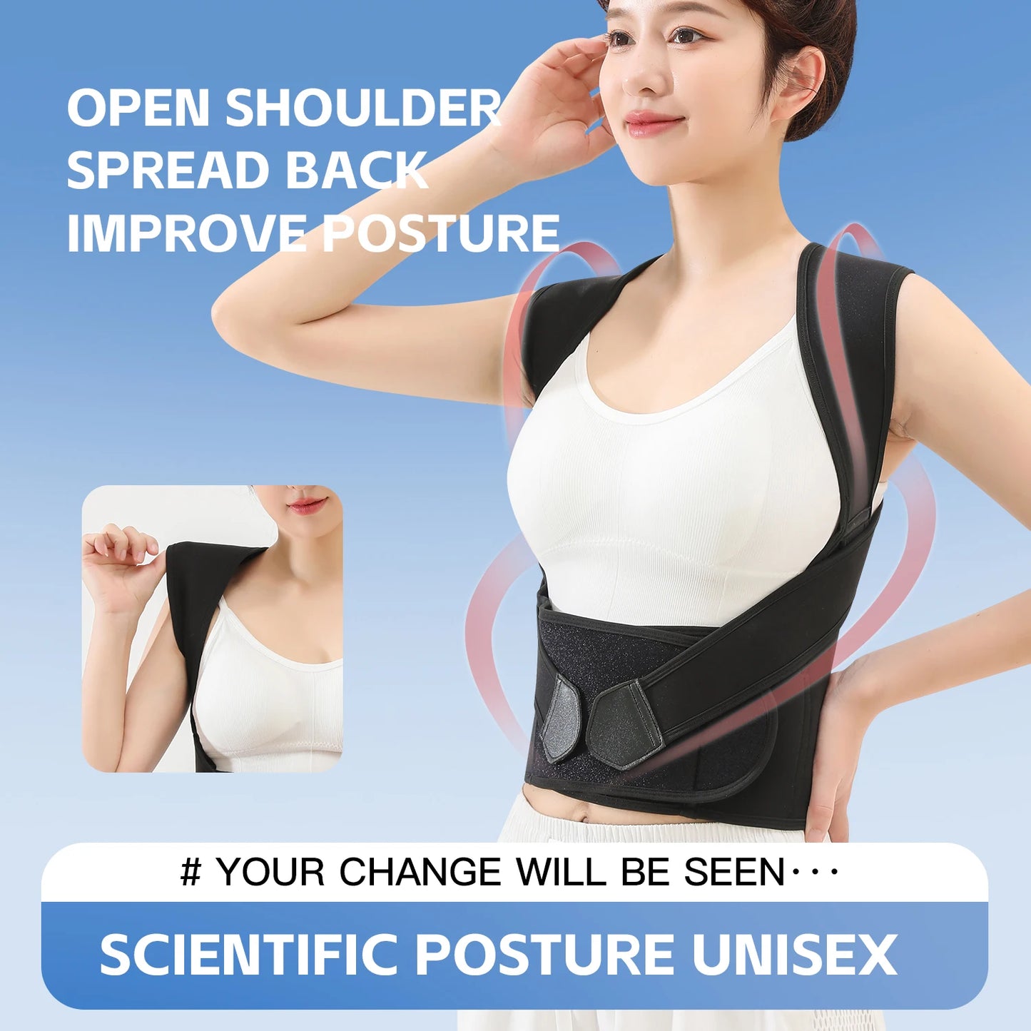 Breathable Elastic Back Posture Correction Belt - Palm and Thread