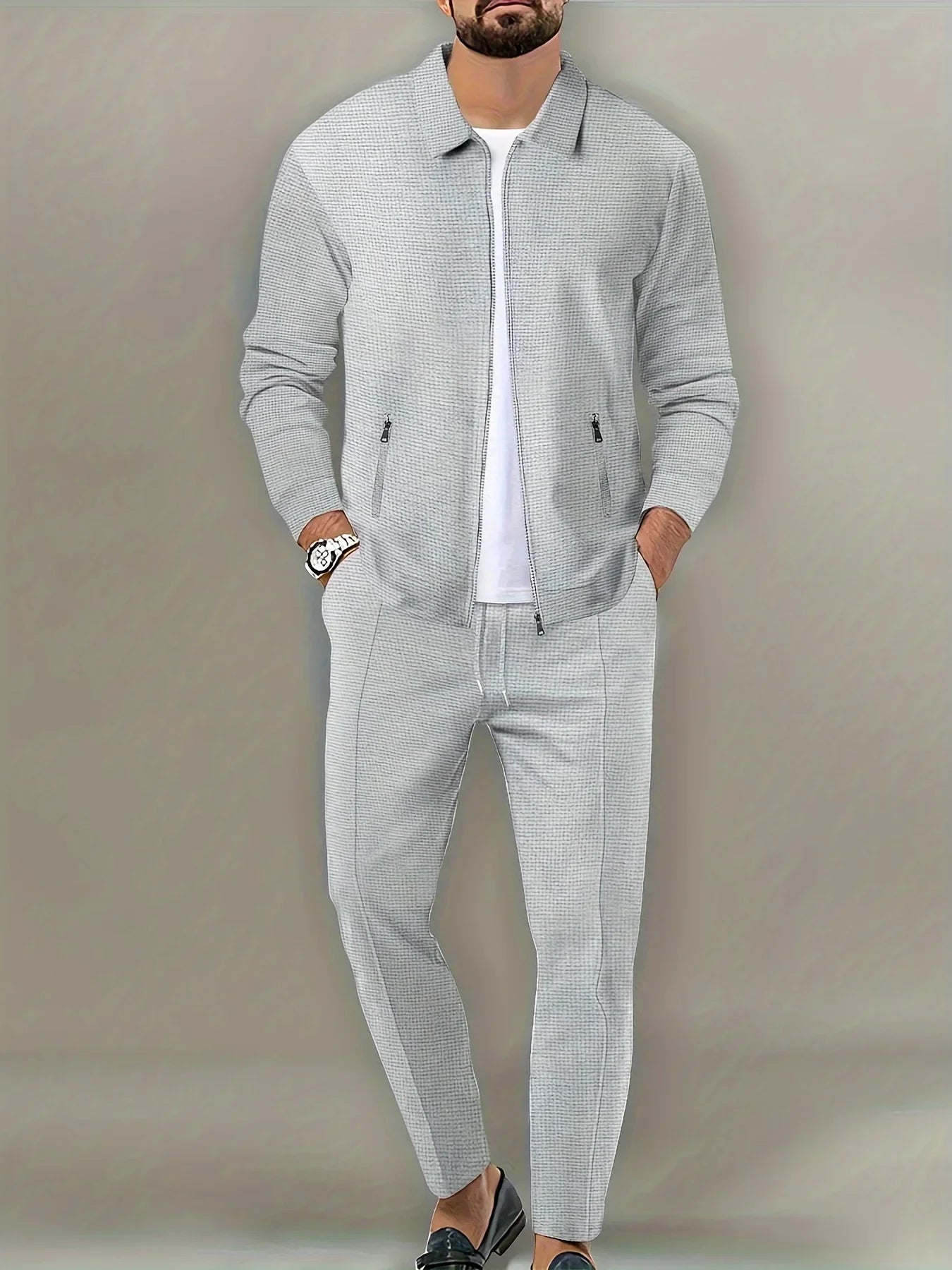 Slim Fit Jacket with Zipper Pocket Sportswear SET - Palm and Thread