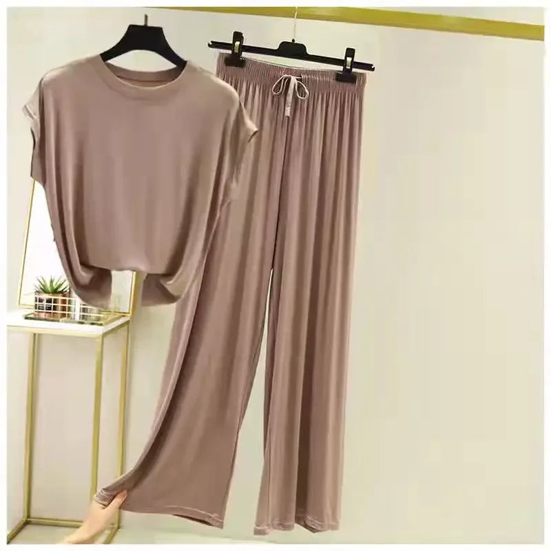 Modal Loose Homewear set O-neck streetwear Casual pajama - Palm and Thread
