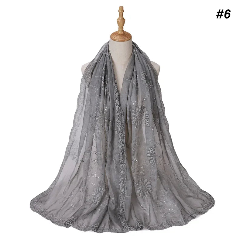 Silk Embroidered Baotou Gauze Fashion Scarf - Palm and Thread
