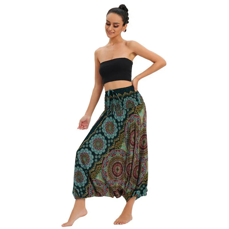 Bohemian High Waist Rayon Harem Baggy Pant - Palm and Thread