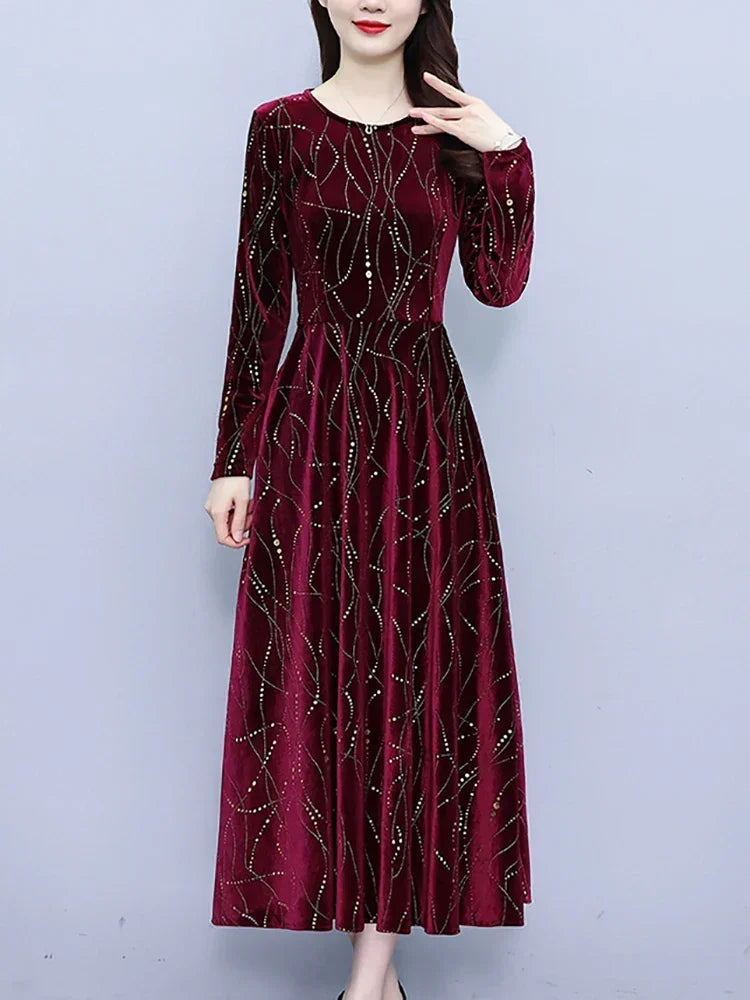 Gold Velvet Chic Sequins Dress - Palm and Thread