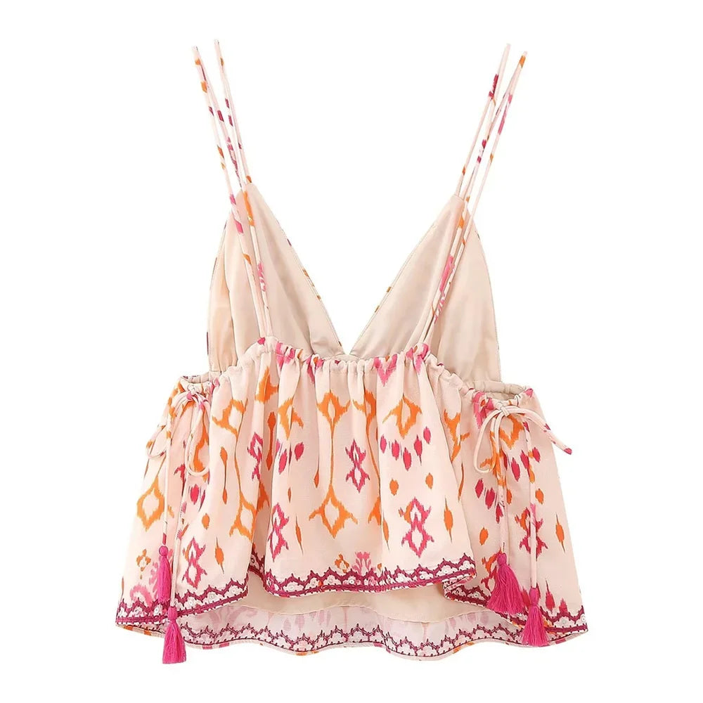 Versatile Embroidery Beaded Print Top - Palm and Thread