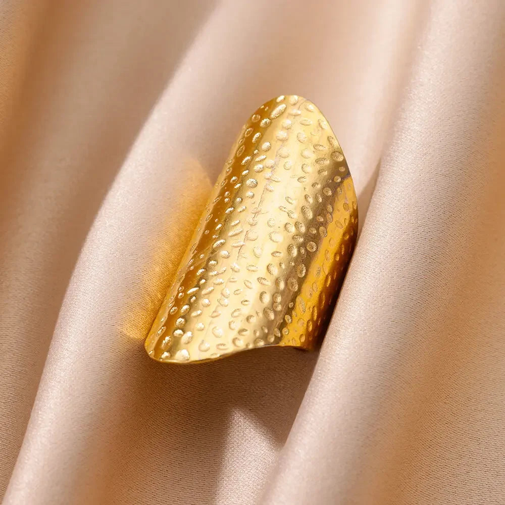 Stainless Steel Chunky Wide Ring - Palm and Thread