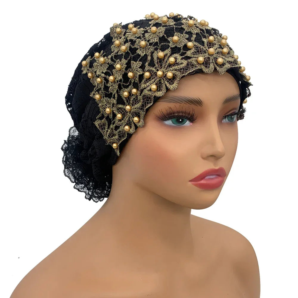 Embroidery Beading Turban Cap - Palm and Thread