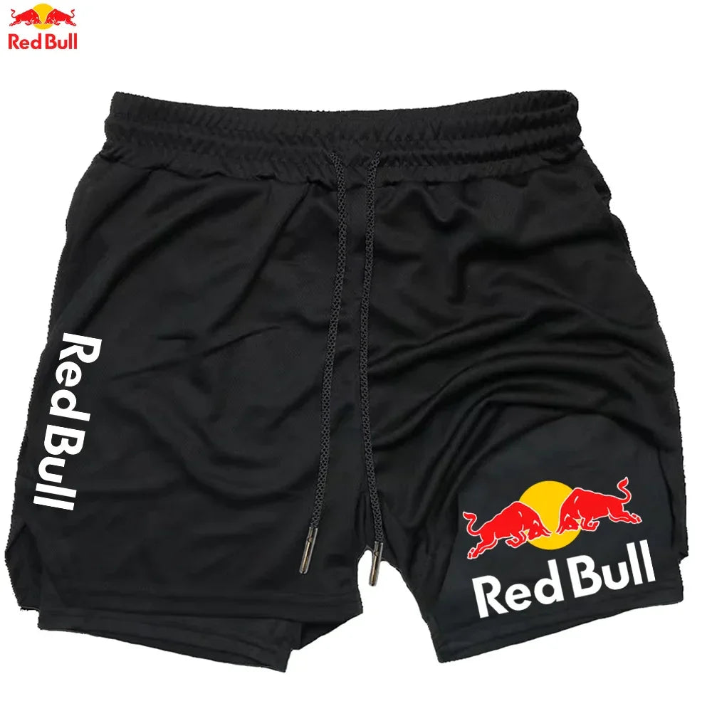 Red Bull Newest 2 in 1 Running Training Gym Short - Palm and Thread