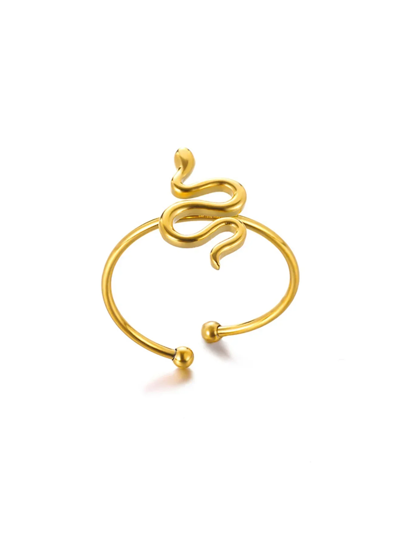 Gold Plated Stainless Steel Snake Ring - Palm and Thread