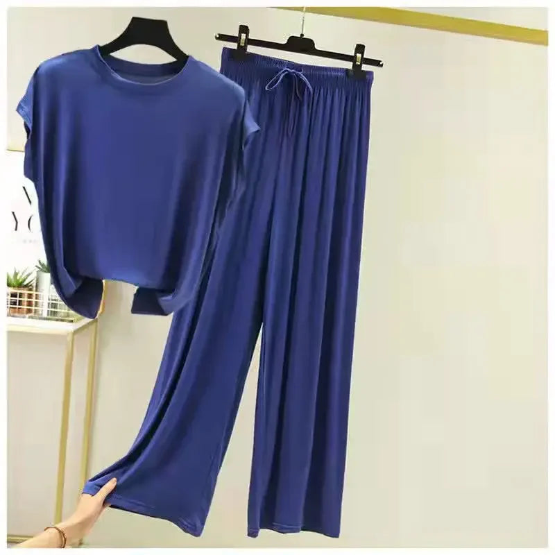 Modal Loose Homewear set O-neck streetwear Casual pajama - Palm and Thread