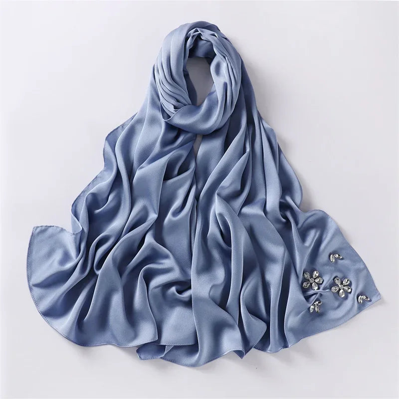 Luxury Stitch Diamond Floral Bubble Chiffon Hijab - Palm and Thread