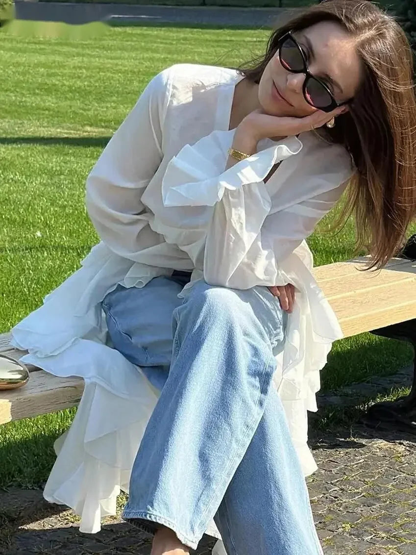 Fashion V-Neck Long Sleeve Shirt - Palm and Thread
