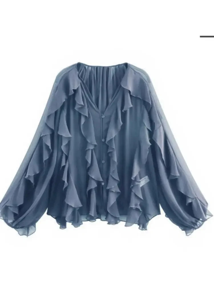 Translucent Ruffles Blouse - Palm and Thread
