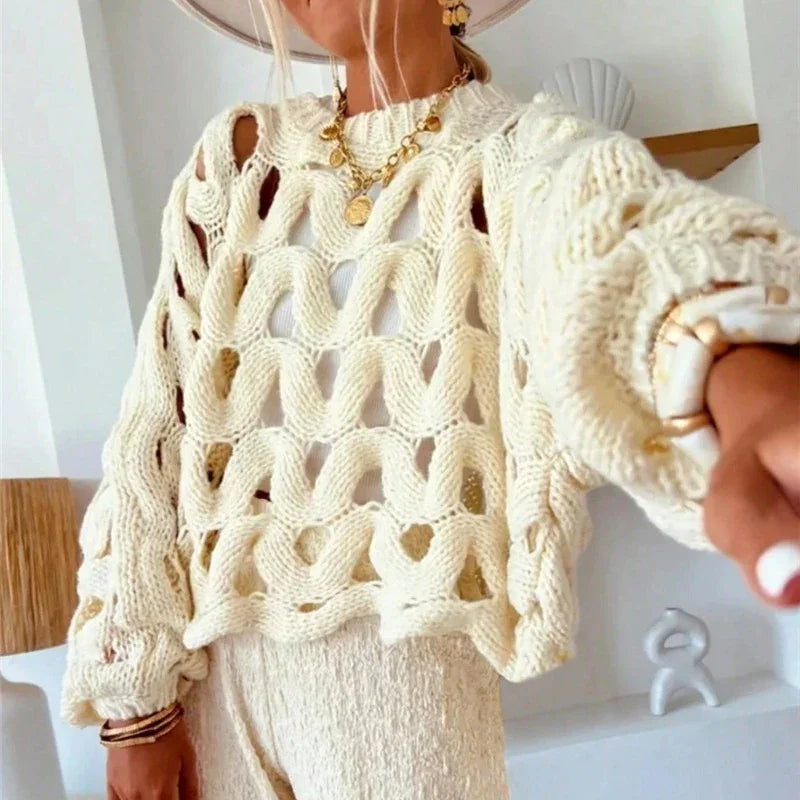 Hollow Out Resort Blouse - Palm and Thread