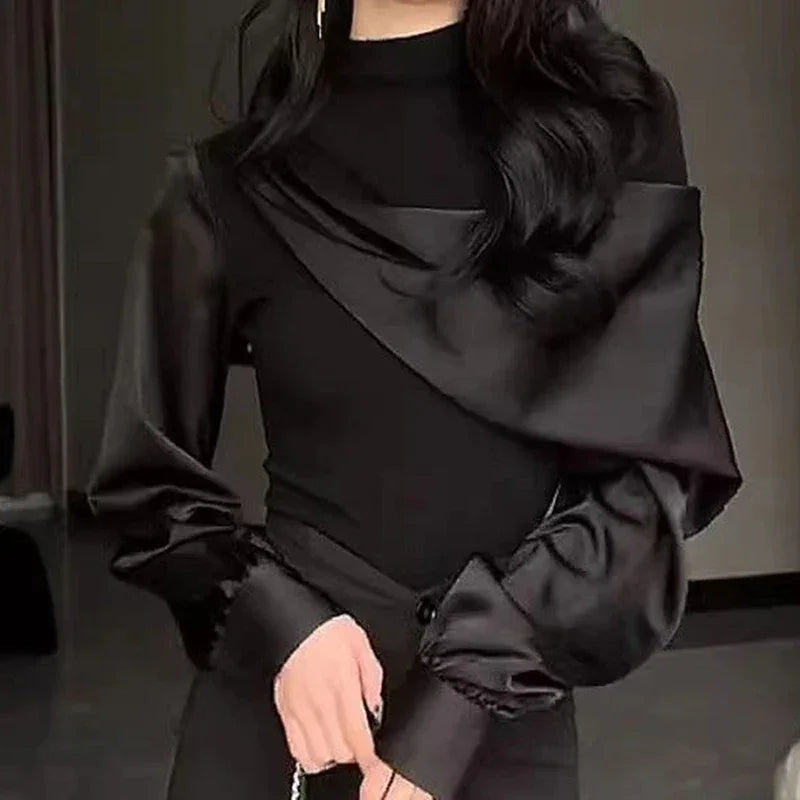 Black stitching design long-sleeved shirt - Palm and Thread