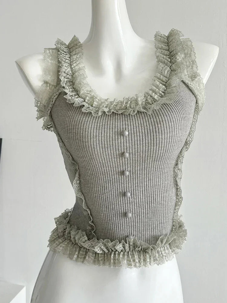 Lace Patchwork Crop Top - Palm and Thread