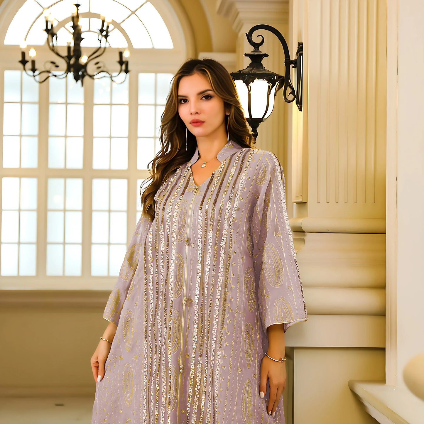 Fashion Elegant Long Sleeve Jalabiya Abaya - Palm and Thread